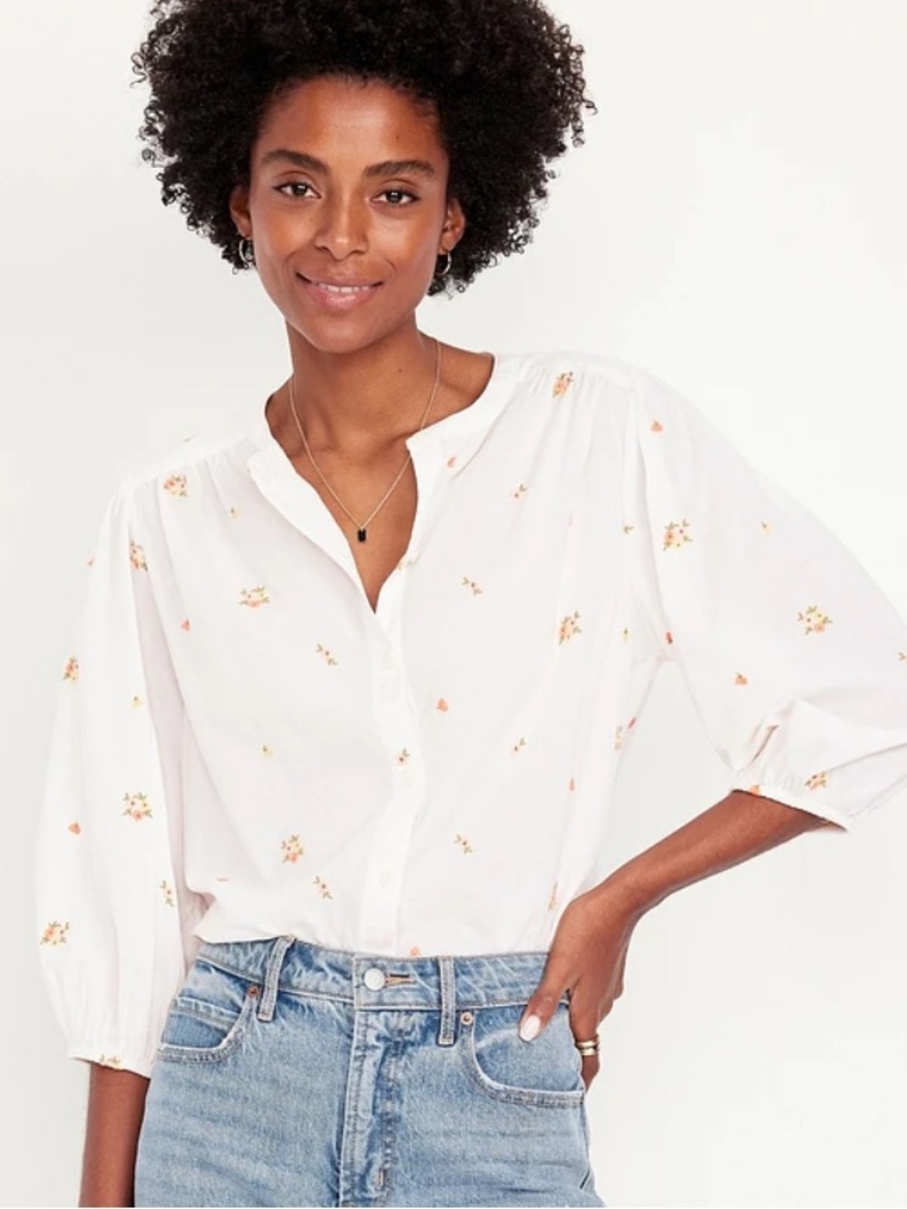 Cotton embroidered button down blouse plus size from old navy